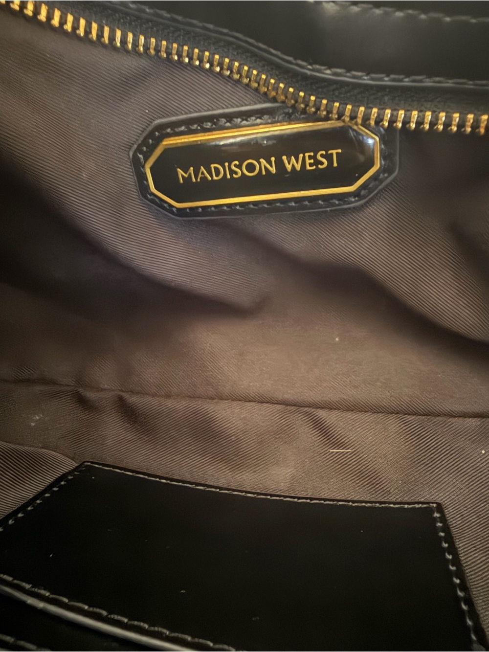 Madison West Black Moon Bag Crescent Shoulder Purse Gold Hardware - Picture 6 of 7